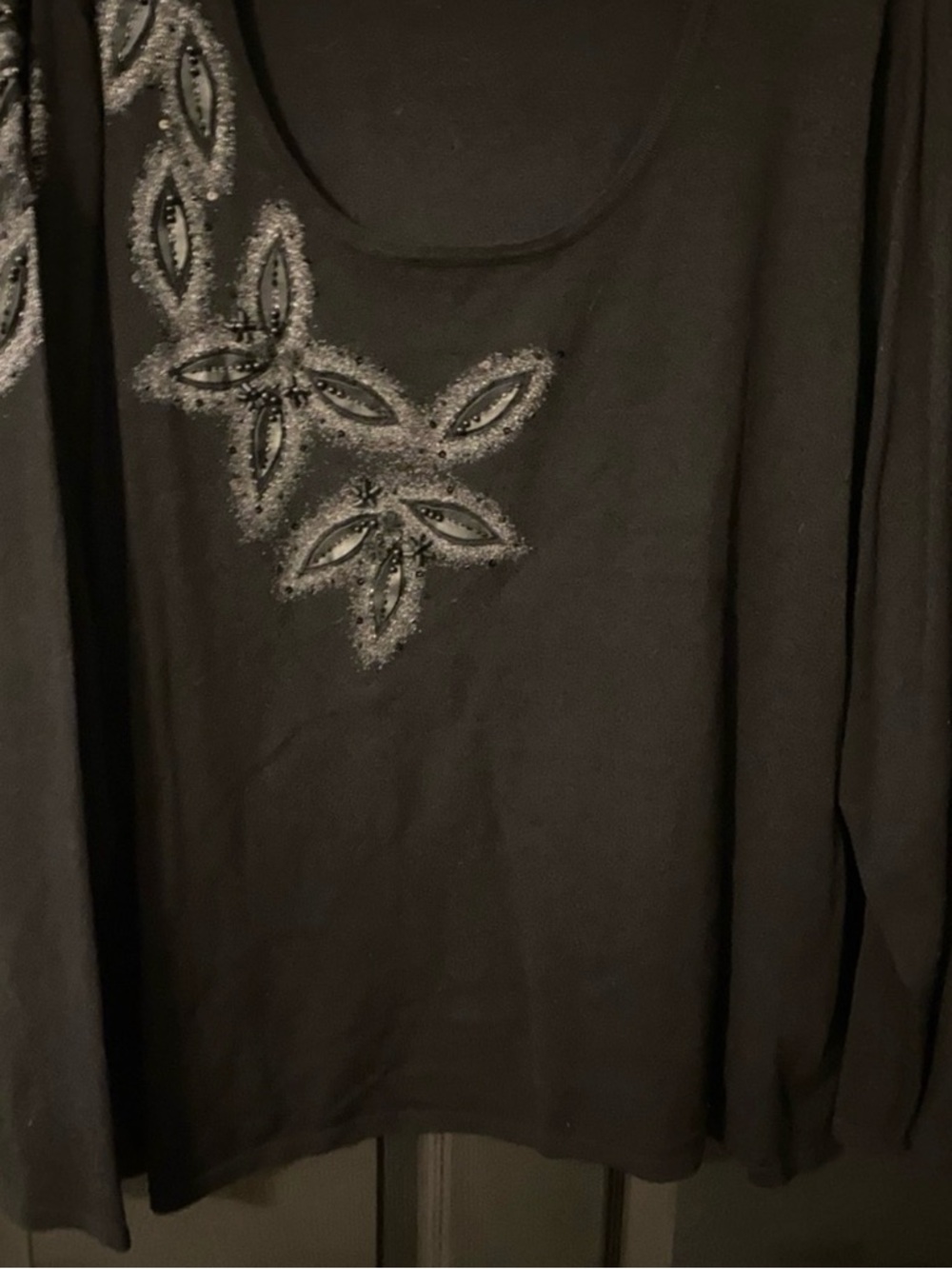 Women’s Embellished Black Long-Sleeve Top